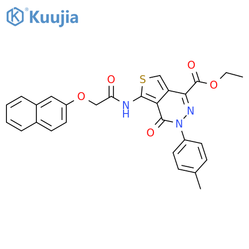 ethyl 3-(4-methylphenyl)-5-2-(naphthalen-2-yloxy)acetamido-4-oxo-3H,4H-thieno3,4-dpyridazine-1-carboxylate structure