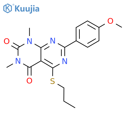 7-(4-methoxyphenyl)-1,3-dimethyl-5-(propylsulfanyl)-1H,2H,3H,4H-1,3diazino4,5-dpyrimidine-2,4-dione structure
