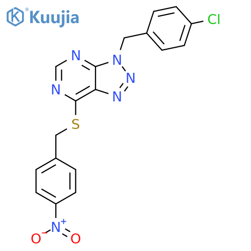 3-(4-chlorophenyl)methyl-7-{(4-nitrophenyl)methylsulfanyl}-3H-1,2,3triazolo4,5-dpyrimidine structure