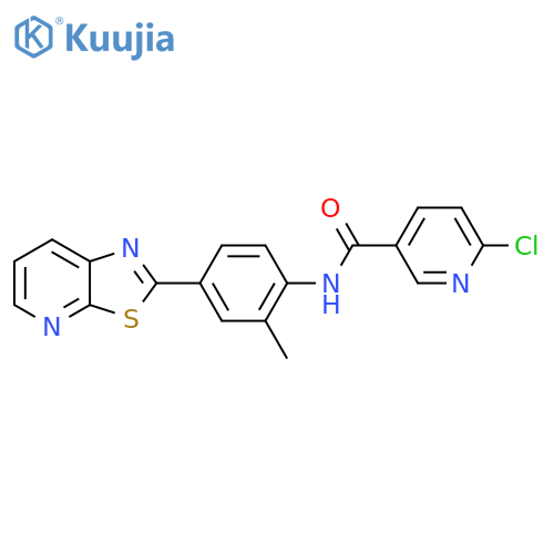 6-chloro-N-(2-methyl-4-{1,3thiazolo5,4-bpyridin-2-yl}phenyl)pyridine-3-carboxamide structure