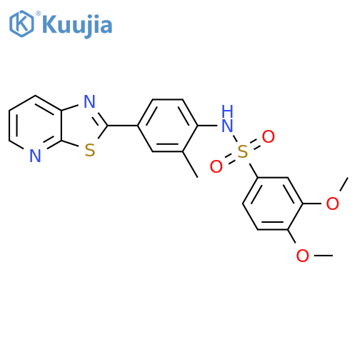 3,4-dimethoxy-N-(2-methyl-4-{1,3thiazolo5,4-bpyridin-2-yl}phenyl)benzene-1-sulfonamide structure