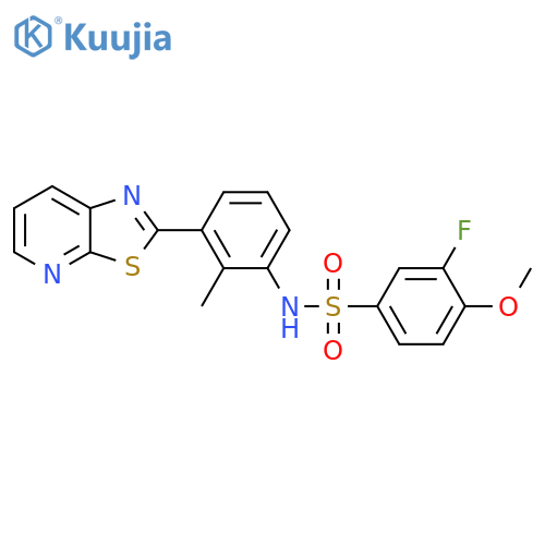 3-fluoro-4-methoxy-N-(2-methyl-3-{1,3thiazolo5,4-bpyridin-2-yl}phenyl)benzene-1-sulfonamide structure