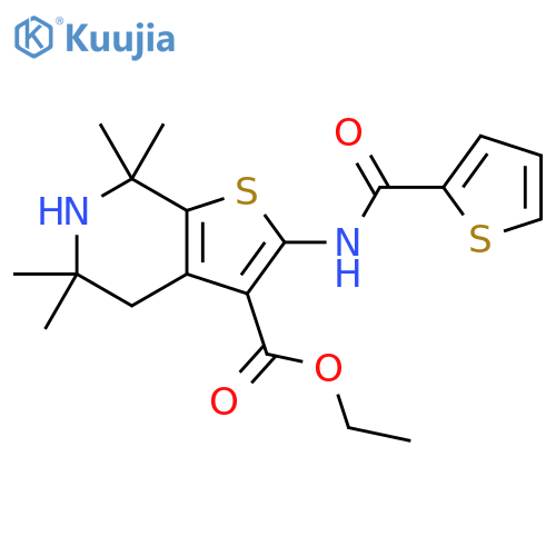 ethyl 5,5,7,7-tetramethyl-2-(thiophene-2-amido)-4H,5H,6H,7H-thieno2,3-cpyridine-3-carboxylate structure