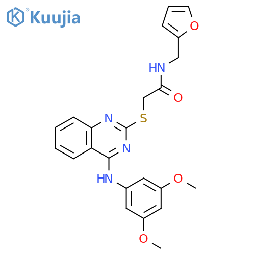 2-({4-(3,5-dimethoxyphenyl)aminoquinazolin-2-yl}sulfanyl)-N-(furan-2-yl)methylacetamide structure