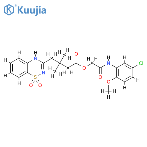 (5-chloro-2-methoxyphenyl)carbamoylmethyl 4-(1,1-dioxo-2H-1lambda6,2,4-benzothiadiazin-3-yl)-3,3-dimethylbutanoate structure