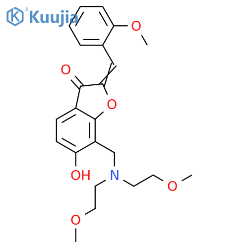 (2Z)-7-{bis(2-methoxyethyl)aminomethyl}-6-hydroxy-2-(2-methoxyphenyl)methylidene-2,3-dihydro-1-benzofuran-3-one structure