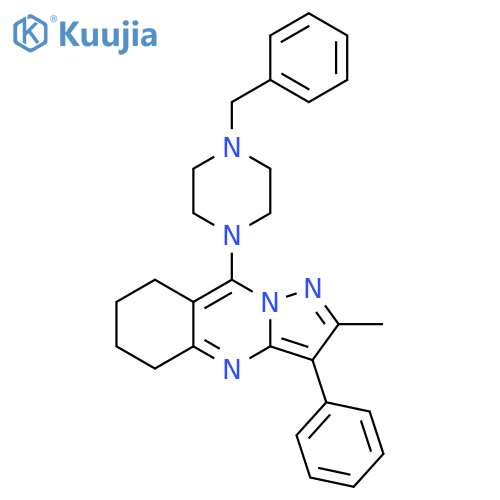 1-benzyl-4-{2-methyl-3-phenyl-5H,6H,7H,8H-pyrazolo3,2-bquinazolin-9-yl}piperazine structure