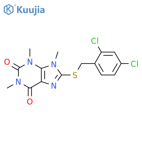 8-{(2,4-dichlorophenyl)methylsulfanyl}-1,3,9-trimethyl-2,3,6,9-tetrahydro-1H-purine-2,6-dione structure