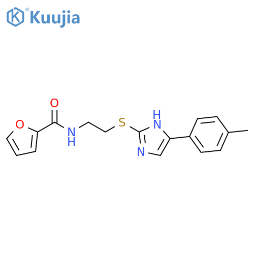 N-(2-{5-(4-methylphenyl)-1H-imidazol-2-ylsulfanyl}ethyl)furan-2-carboxamide structure