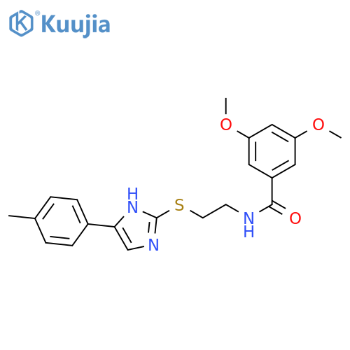 3,5-dimethoxy-N-(2-{5-(4-methylphenyl)-1H-imidazol-2-ylsulfanyl}ethyl)benzamide structure