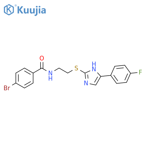 4-bromo-N-(2-{5-(4-fluorophenyl)-1H-imidazol-2-ylsulfanyl}ethyl)benzamide structure