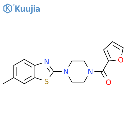 2-4-(furan-2-carbonyl)piperazin-1-yl-6-methyl-1,3-benzothiazole structure