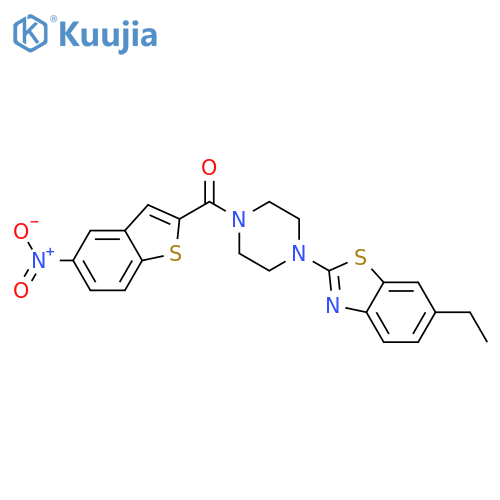 6-ethyl-2-4-(5-nitro-1-benzothiophene-2-carbonyl)piperazin-1-yl-1,3-benzothiazole structure