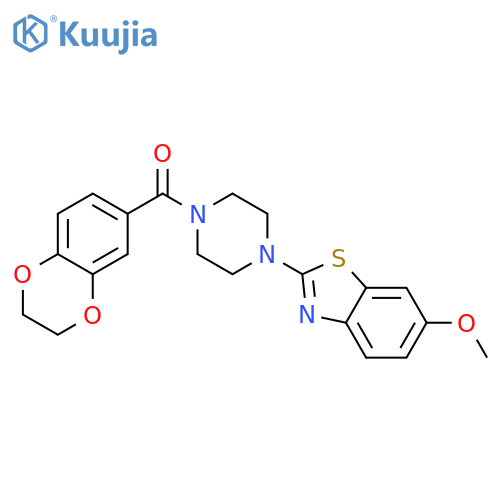 2-4-(2,3-dihydro-1,4-benzodioxine-6-carbonyl)piperazin-1-yl-6-methoxy-1,3-benzothiazole structure