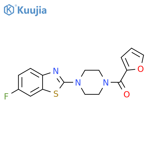 6-fluoro-2-4-(furan-2-carbonyl)piperazin-1-yl-1,3-benzothiazole structure