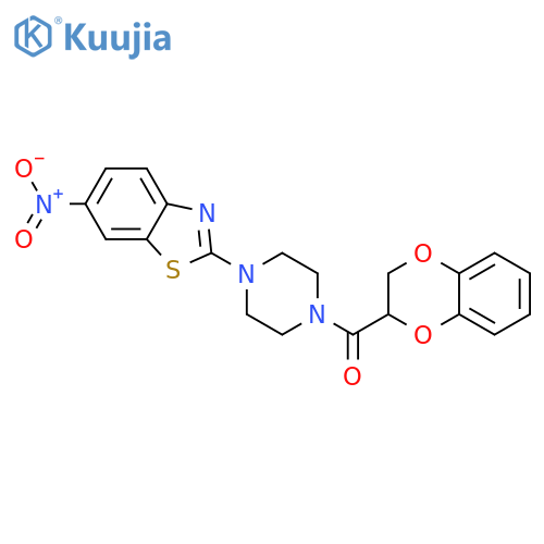 2-4-(2,3-dihydro-1,4-benzodioxine-2-carbonyl)piperazin-1-yl-6-nitro-1,3-benzothiazole structure