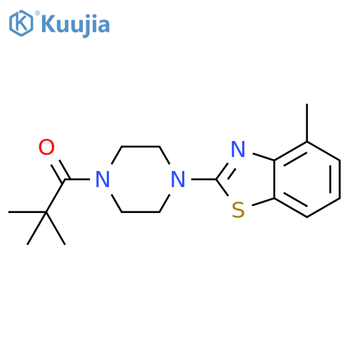 2,2-dimethyl-1-4-(4-methyl-1,3-benzothiazol-2-yl)piperazin-1-ylpropan-1-one structure