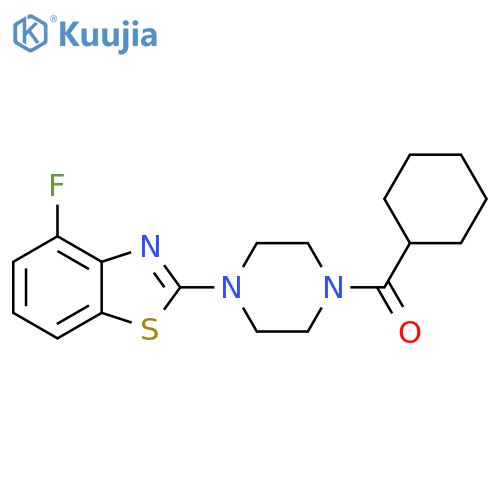 2-(4-cyclohexanecarbonylpiperazin-1-yl)-4-fluoro-1,3-benzothiazole structure