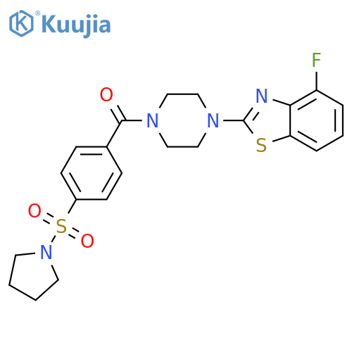 4-fluoro-2-{4-4-(pyrrolidine-1-sulfonyl)benzoylpiperazin-1-yl}-1,3-benzothiazole structure