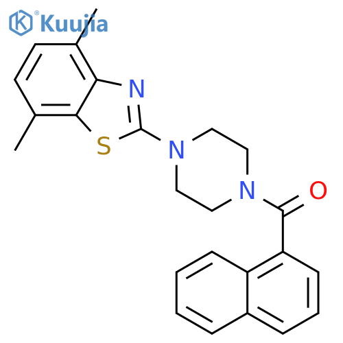 4,7-dimethyl-2-4-(naphthalene-1-carbonyl)piperazin-1-yl-1,3-benzothiazole structure
