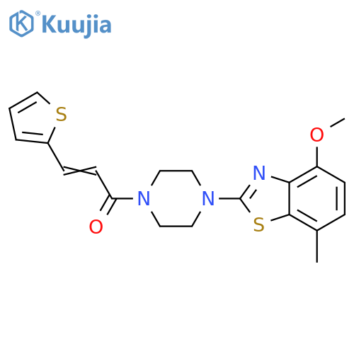 (2E)-1-4-(4-methoxy-7-methyl-1,3-benzothiazol-2-yl)piperazin-1-yl-3-(thiophen-2-yl)prop-2-en-1-one structure