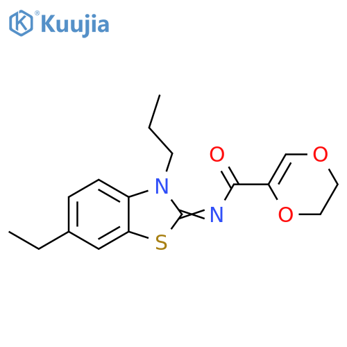 N-(2Z)-6-ethyl-3-propyl-2,3-dihydro-1,3-benzothiazol-2-ylidene-5,6-dihydro-1,4-dioxine-2-carboxamide structure