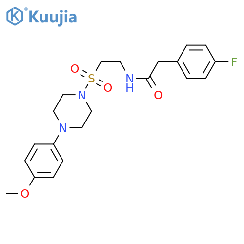 2-(4-fluorophenyl)-N-(2-{4-(4-methoxyphenyl)piperazin-1-ylsulfonyl}ethyl)acetamide structure