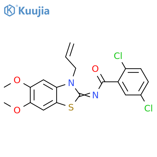 2,5-dichloro-N-(2Z)-5,6-dimethoxy-3-(prop-2-en-1-yl)-2,3-dihydro-1,3-benzothiazol-2-ylidenebenzamide structure