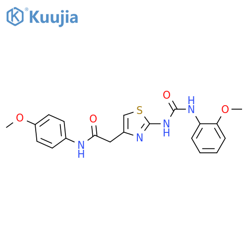 N-(4-methoxyphenyl)-2-(2-{(2-methoxyphenyl)carbamoylamino}-1,3-thiazol-4-yl)acetamide structure