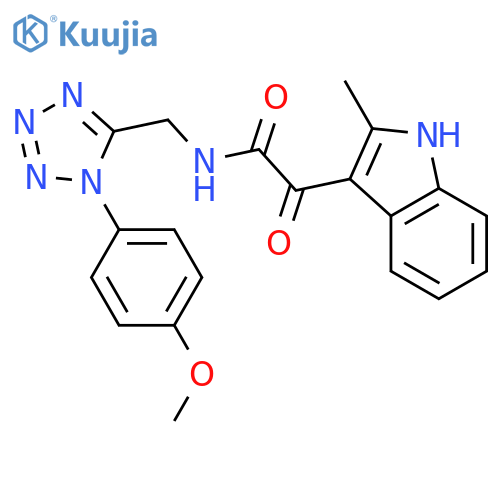 N-{1-(4-methoxyphenyl)-1H-1,2,3,4-tetrazol-5-ylmethyl}-2-(2-methyl-1H-indol-3-yl)-2-oxoacetamide structure