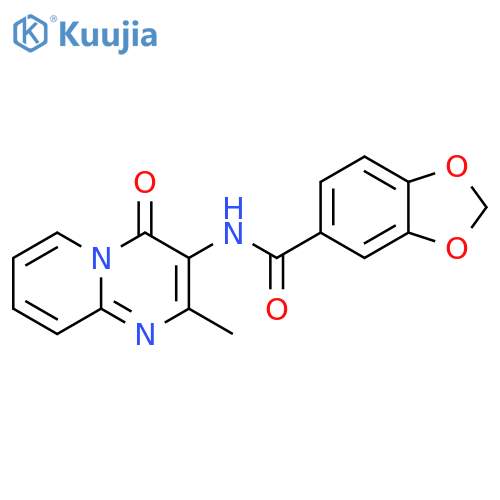 N-{2-methyl-4-oxo-4H-pyrido1,2-apyrimidin-3-yl}-2H-1,3-benzodioxole-5-carboxamide structure