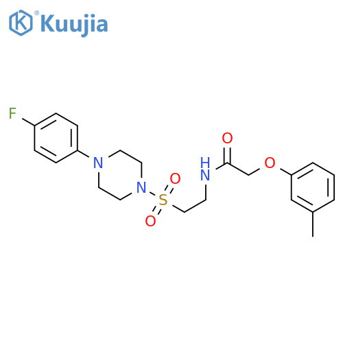 N-(2-{4-(4-fluorophenyl)piperazin-1-ylsulfonyl}ethyl)-2-(3-methylphenoxy)acetamide structure