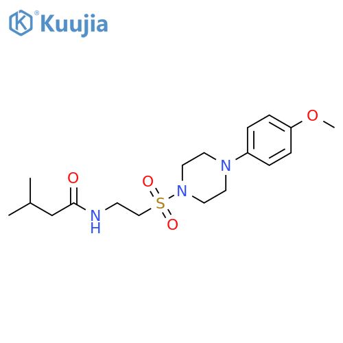 N-(2-{4-(4-methoxyphenyl)piperazin-1-ylsulfonyl}ethyl)-3-methylbutanamide structure
