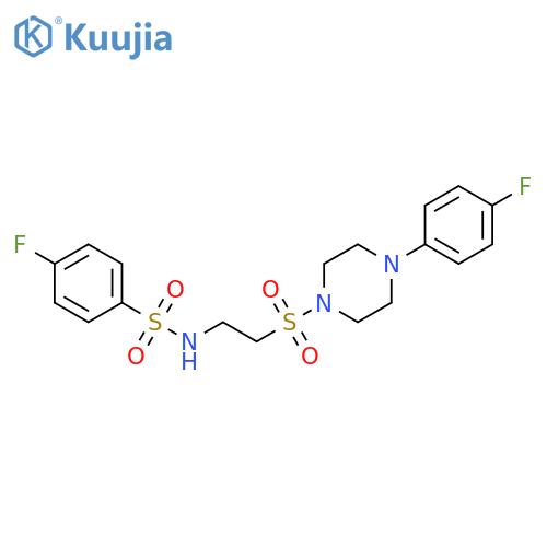 4-fluoro-N-(2-{4-(4-fluorophenyl)piperazin-1-ylsulfonyl}ethyl)benzene-1-sulfonamide structure