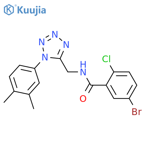 5-bromo-2-chloro-N-{1-(3,4-dimethylphenyl)-1H-1,2,3,4-tetrazol-5-ylmethyl}benzamide structure