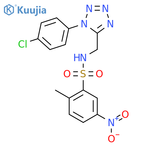N-{1-(4-chlorophenyl)-1H-1,2,3,4-tetrazol-5-ylmethyl}-2-methyl-5-nitrobenzene-1-sulfonamide structure