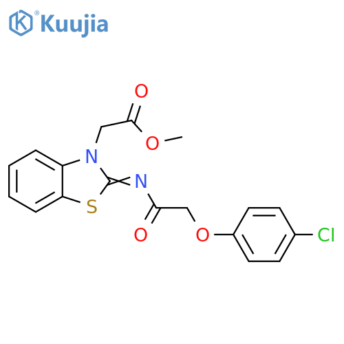 methyl 2-(2Z)-2-{2-(4-chlorophenoxy)acetylimino}-2,3-dihydro-1,3-benzothiazol-3-ylacetate structure