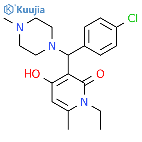 3-((4-chlorophenyl)(4-methylpiperazin-1-yl)methyl)-1-ethyl-4-hydroxy-6-methylpyridin-2(1H)-one structure