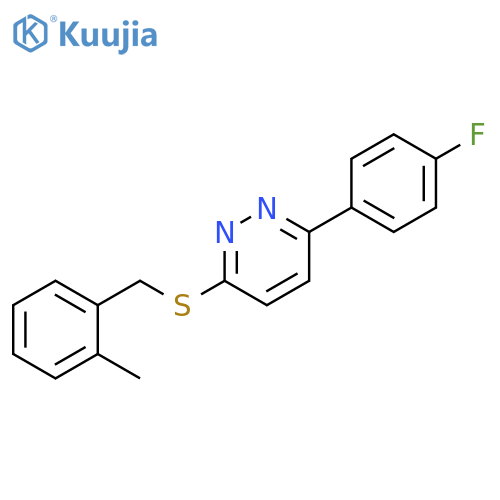 3-(4-fluorophenyl)-6-{(2-methylphenyl)methylsulfanyl}pyridazine structure