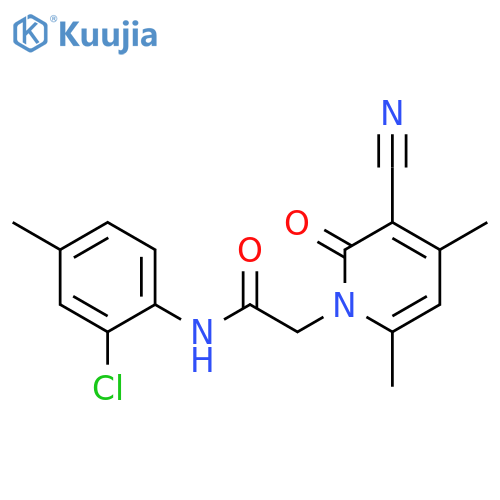 N-(2-chloro-4-methylphenyl)-2-(3-cyano-4,6-dimethyl-2-oxo-1,2-dihydropyridin-1-yl)acetamide structure