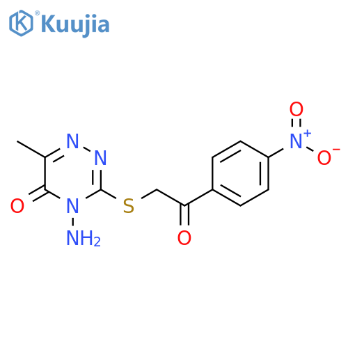 4-amino-6-methyl-3-{2-(4-nitrophenyl)-2-oxoethylsulfanyl}-4,5-dihydro-1,2,4-triazin-5-one structure