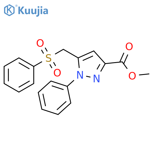 1H-Pyrazole-3-carboxylic acid, 1-phenyl-5-[(phenylsulfonyl)methyl]-,methyl ester structure