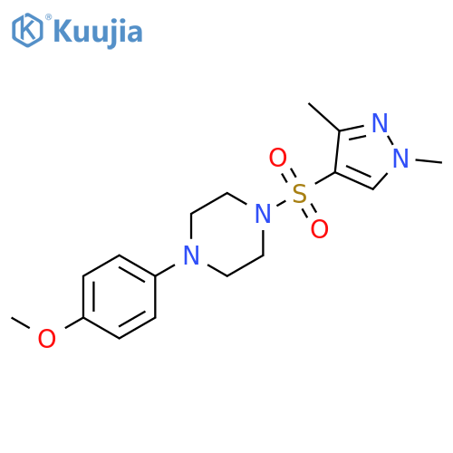 1-(1,3-dimethyl-1H-pyrazol-4-yl)sulfonyl-4-(4-methoxyphenyl)piperazine structure