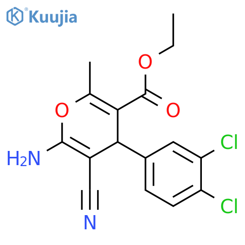 <br>6-Amino-5-cyano-4-(3,4-dichloro-phenyl)-2-methyl-4H-pyran-3-carboxylic acid ethyl ester structure