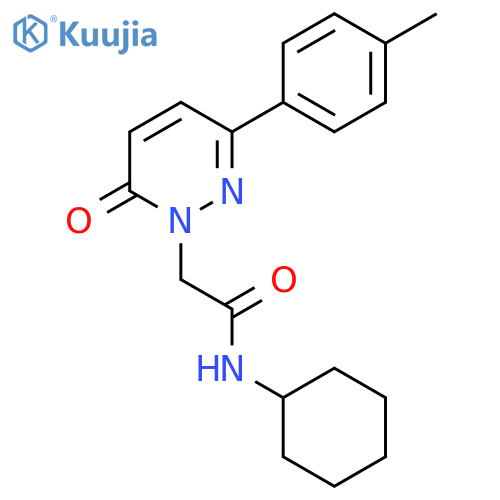 N-cyclohexyl-2-3-(4-methylphenyl)-6-oxo-1,6-dihydropyridazin-1-ylacetamide structure