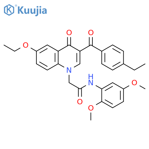 N-(2,5-dimethoxyphenyl)-2-6-ethoxy-3-(4-ethylbenzoyl)-4-oxo-1,4-dihydroquinolin-1-ylacetamide structure