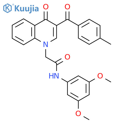 N-(3,5-dimethoxyphenyl)-2-3-(4-methylbenzoyl)-4-oxo-1,4-dihydroquinolin-1-ylacetamide structure