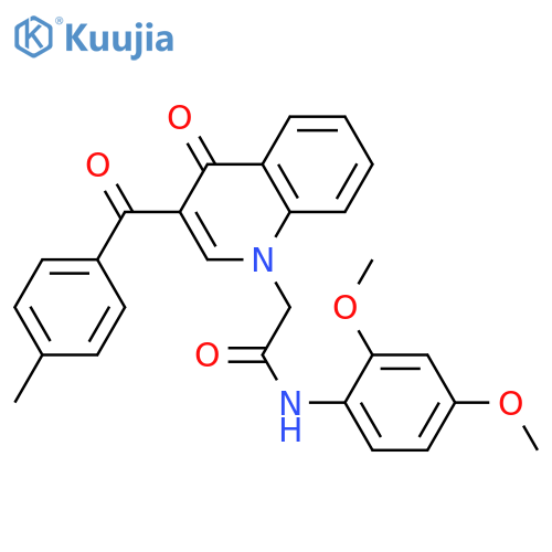 N-(2,4-dimethoxyphenyl)-2-3-(4-methylbenzoyl)-4-oxo-1,4-dihydroquinolin-1-ylacetamide structure