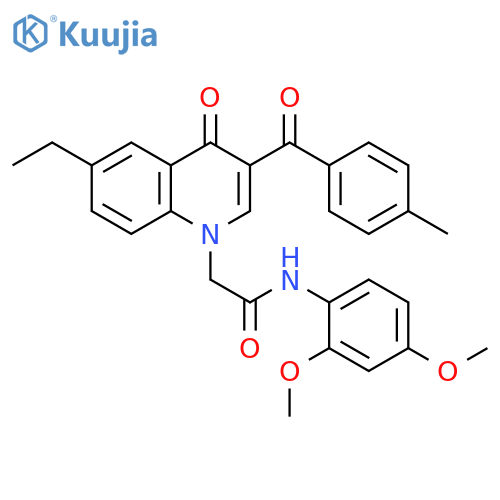 N-(2,4-dimethoxyphenyl)-2-6-ethyl-3-(4-methylbenzoyl)-4-oxo-1,4-dihydroquinolin-1-ylacetamide structure