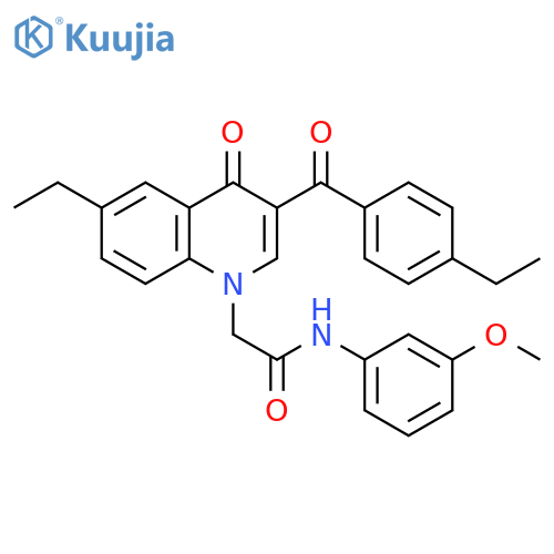 2-6-ethyl-3-(4-ethylbenzoyl)-4-oxo-1,4-dihydroquinolin-1-yl-N-(3-methoxyphenyl)acetamide structure